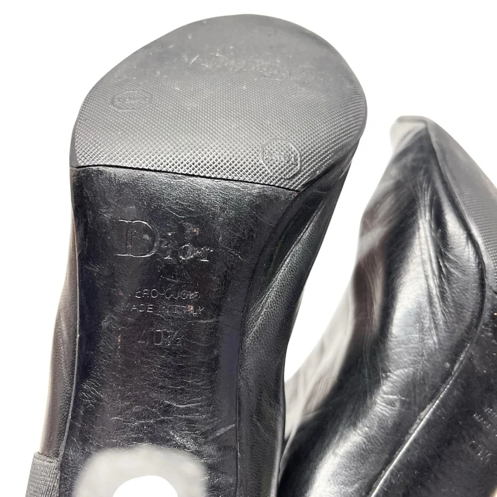 Dior Black Leather Pointed Toe Ankle Boots - Picture 9 of 11